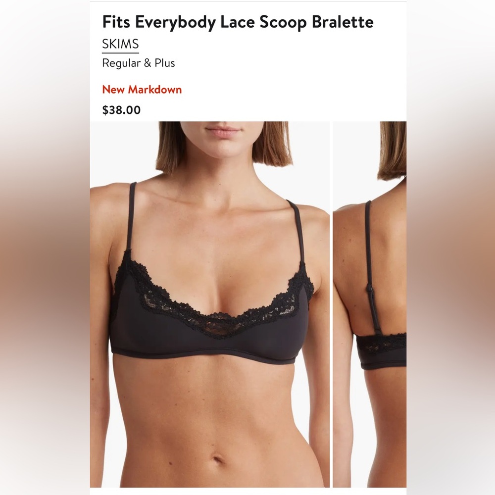 COPY - Skims Fits Everybody Lace Scoop Bralette Size Large